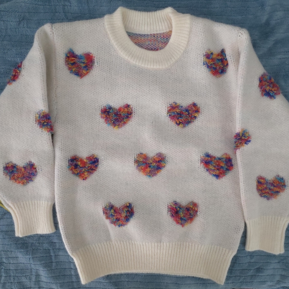 Multicolor Heart Pattern Women's/Girl's Sweater